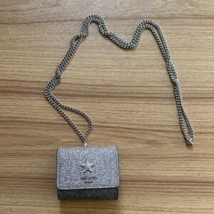 Jimmy Choo Silver Glitter iphone case necklace
